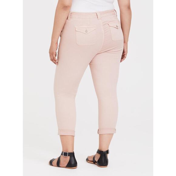 Torrid Size 10 Crop Twill Mid Rise Military Pants Blush Pink - Picture 2 of 8